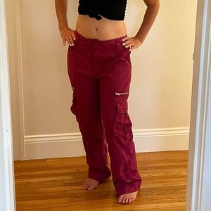 Burgundy cargo pants lightweight